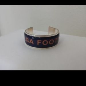 Rustic Cuff Art Deco TU College Bracelet Football